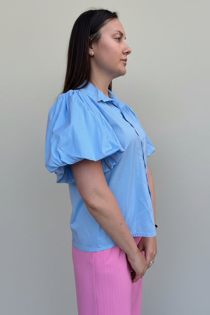 Camicia in Cotone Manica Palloncino