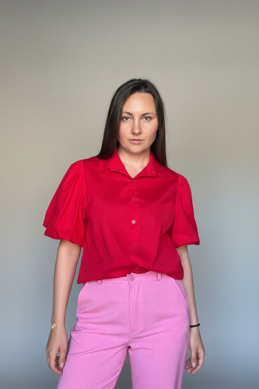 Camicia in Cotone Manica Palloncino