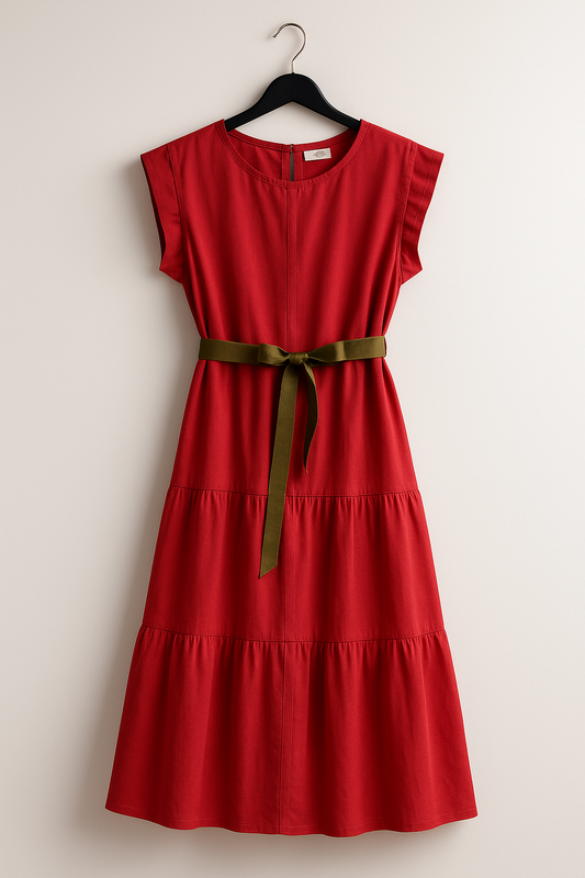 Abito Rosso Corallo – con cintura