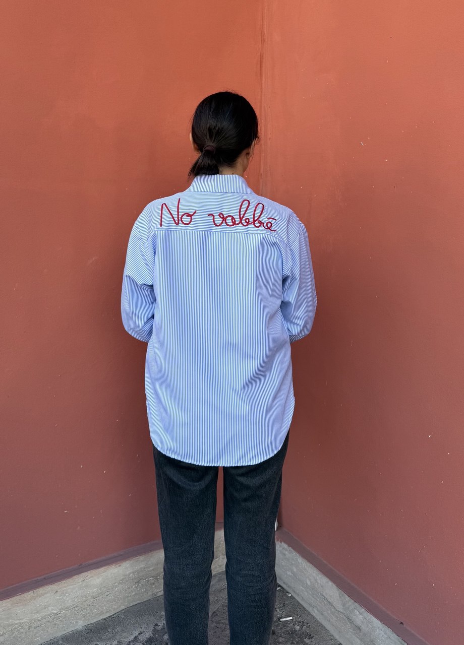 Camicia no vabbè a righe celesti