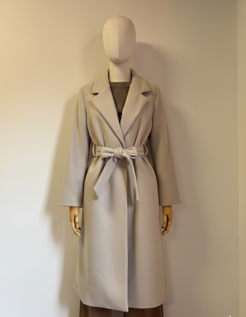 Cappotto Lungo con Cintura Stile Trench