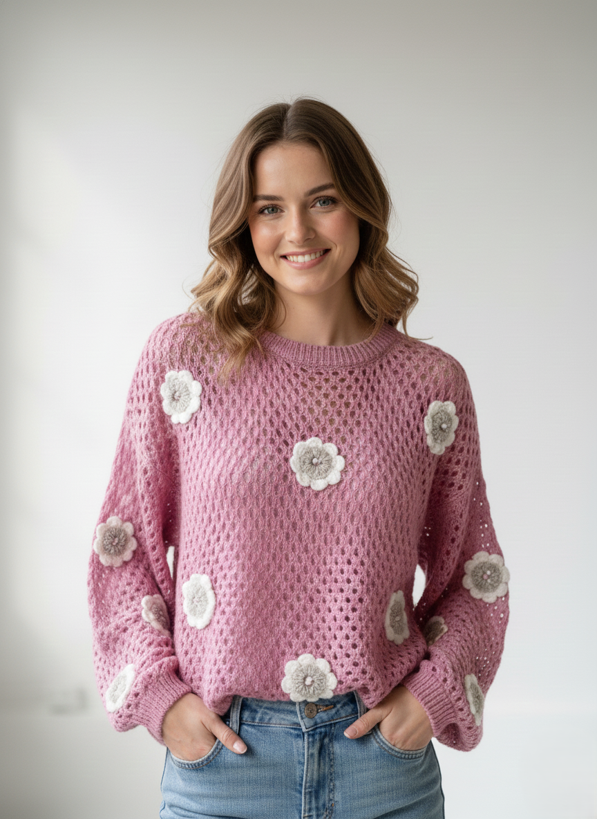 Maglia a rete con fiori