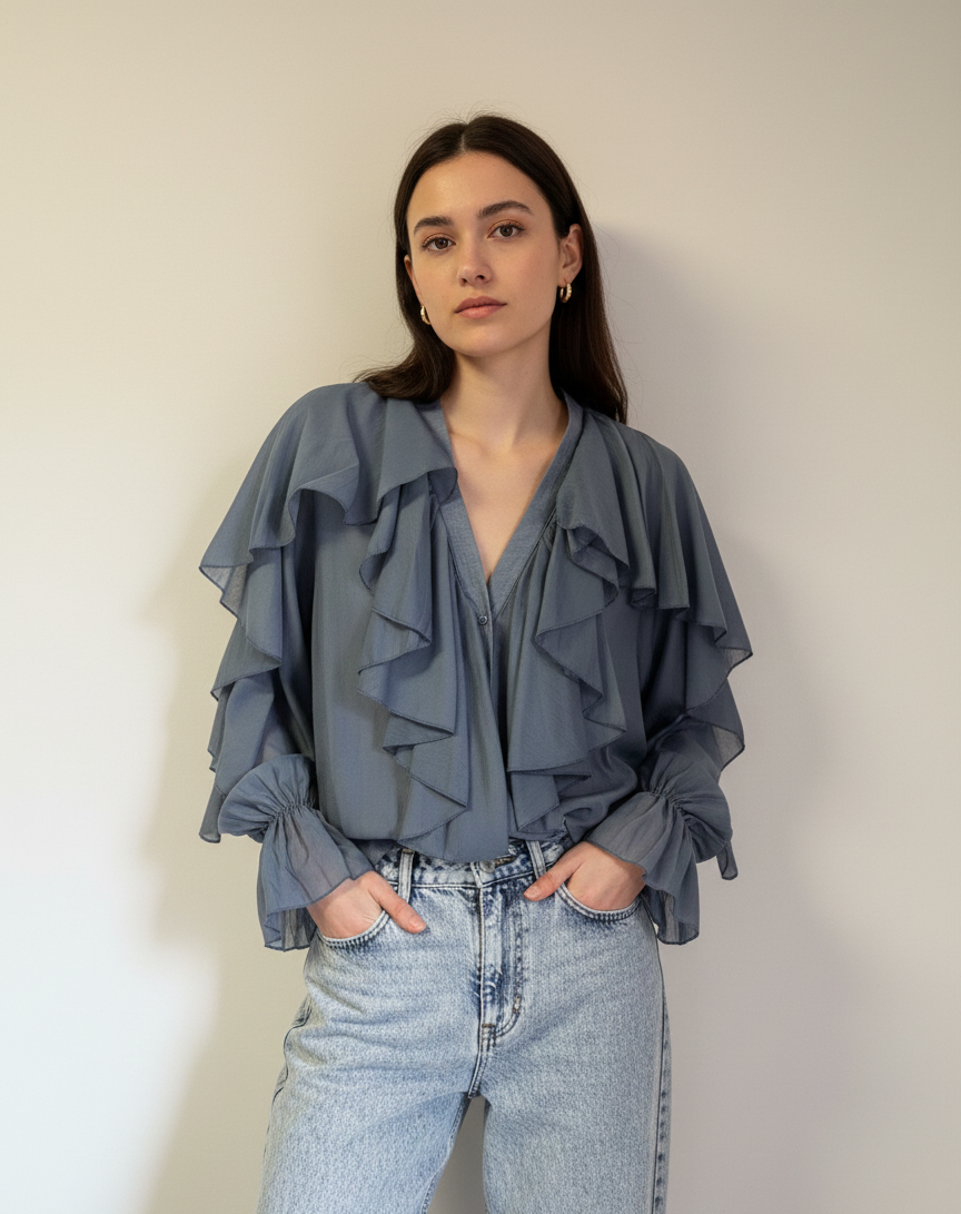 Blusa con Rouches - Made in Italy