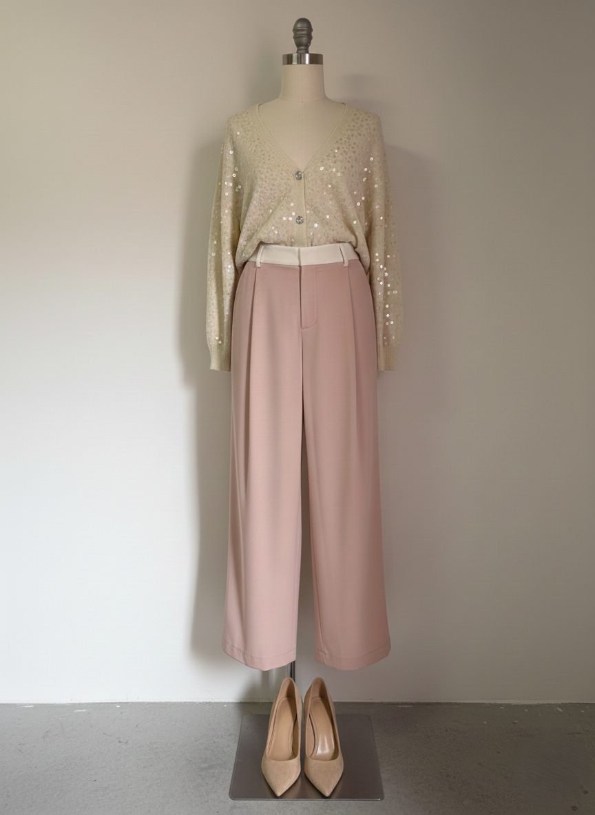 Pantalone Palazzo Rosa Lumina - Made in Italy