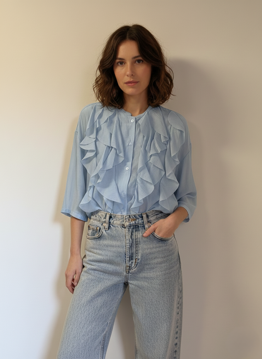 Blusa con Rouches a Manica 3/4 -  Made in Italy