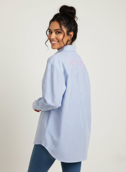 Camicia "Bye Bye" – Righe Celesti | Made in Italy