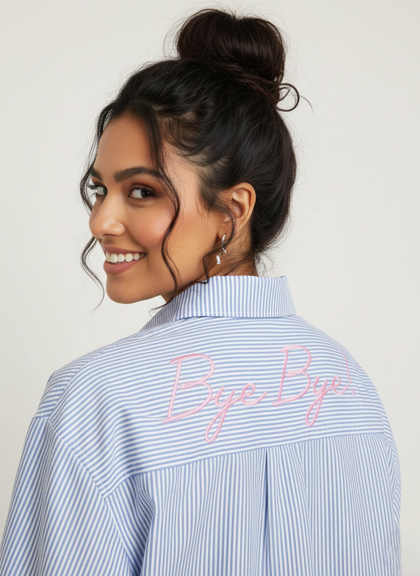 Camicia "Bye Bye" – Righe Celesti | Made in Italy