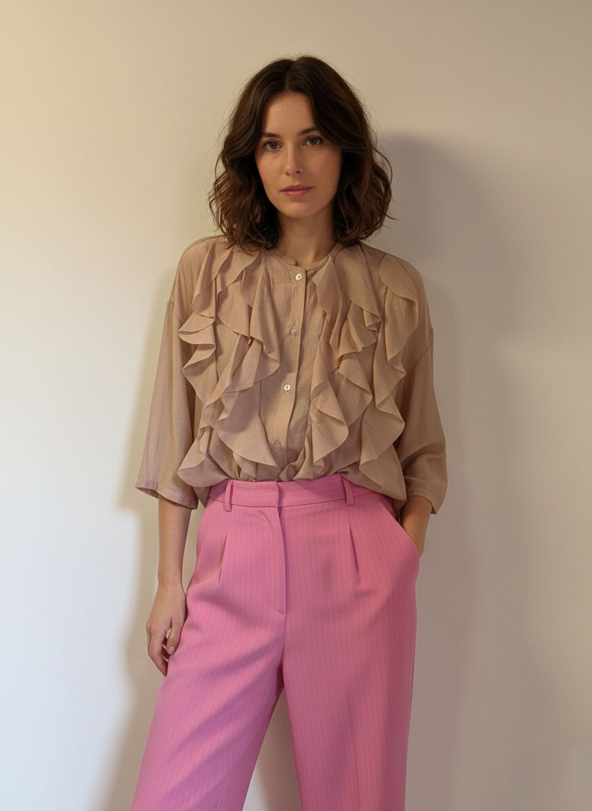 Blusa con Rouches a Manica 3/4 -  Made in Italy