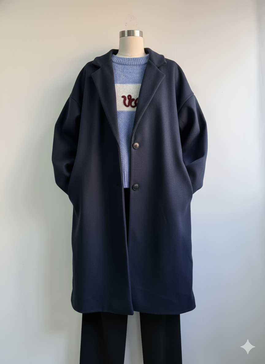 Cappotto Oversize Donna con Tasche - Taglia Unica - Bordeaux, Cammello, Blu