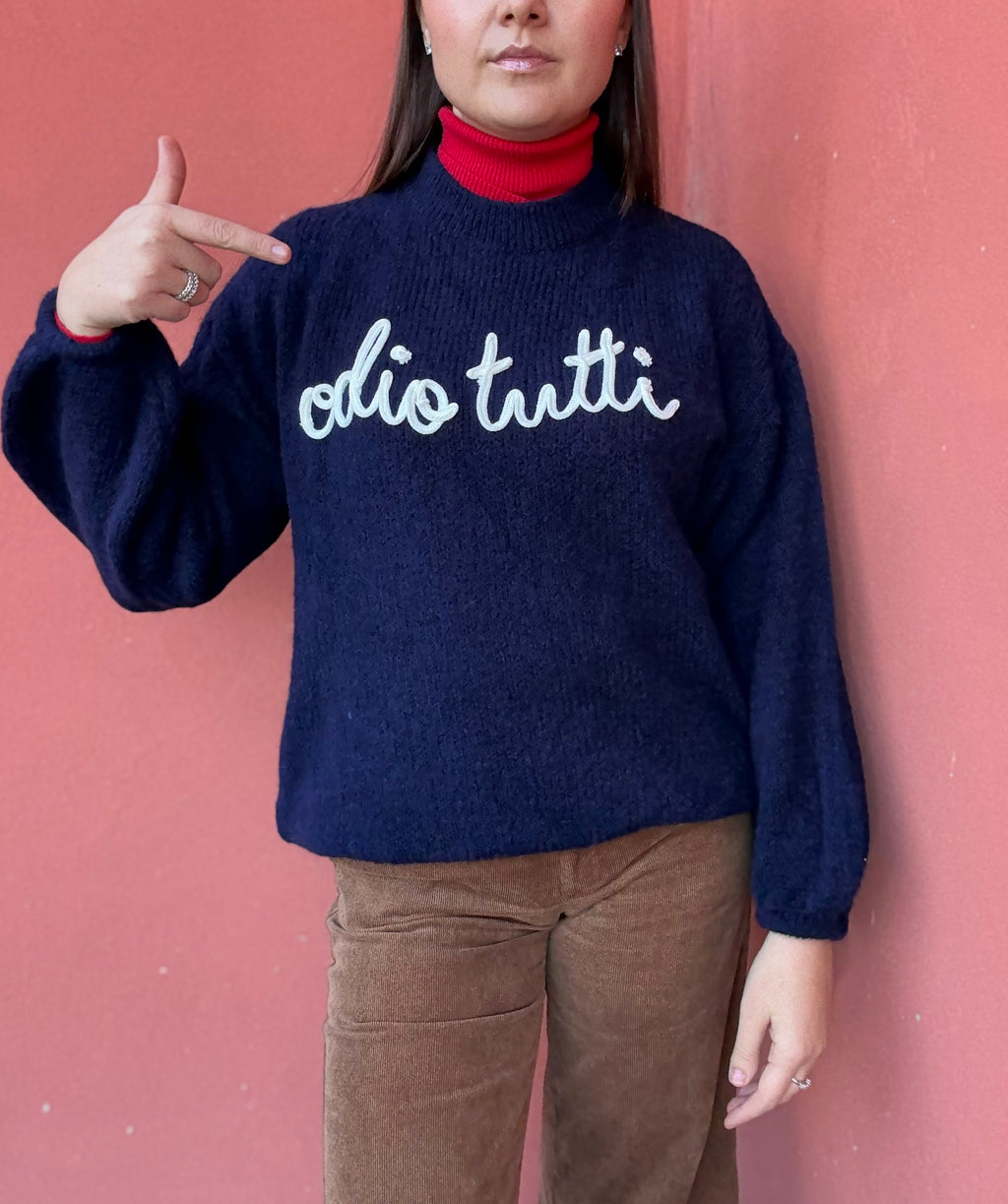 Maglione odio tutti blu marino