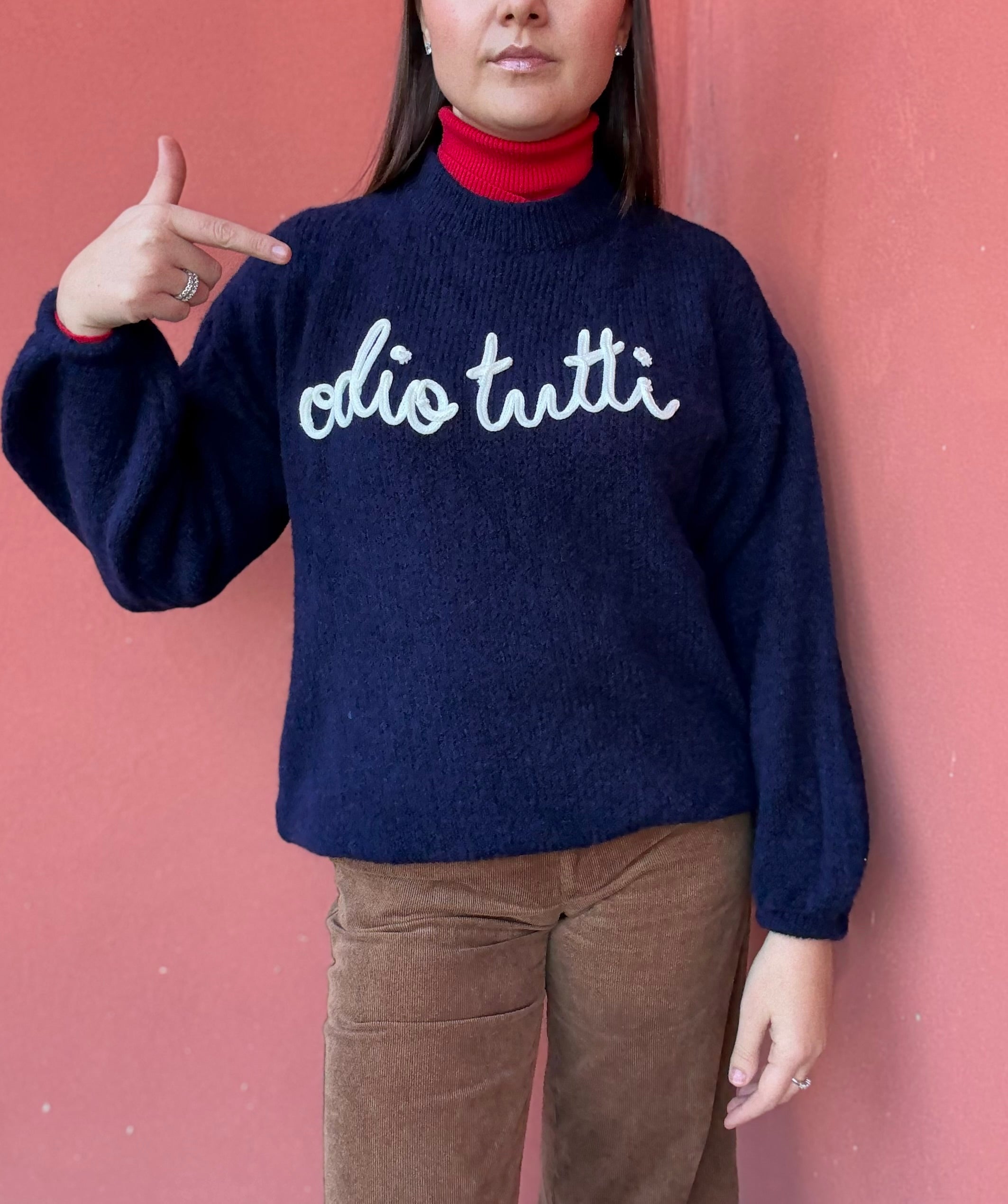 Maglione odio tutti blu marino