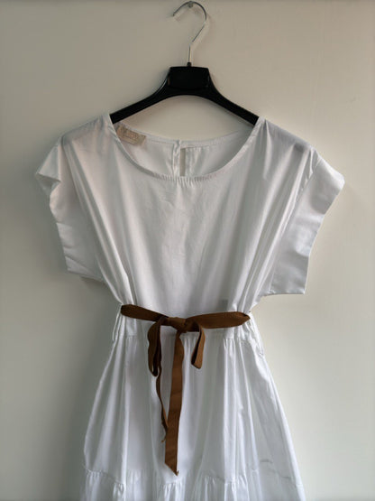 Abito Bianco Sole – in cotone con cintura - Nùa Boutique