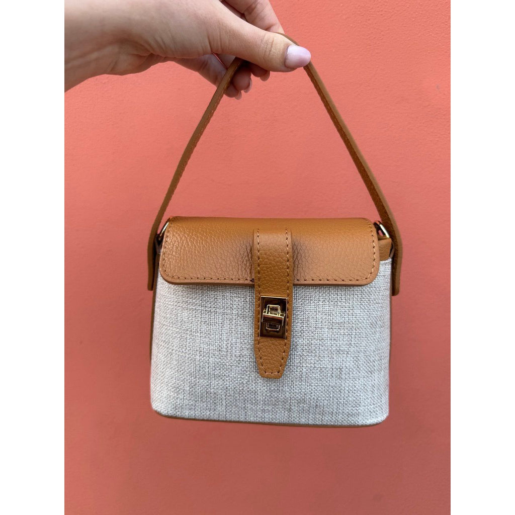 Borsetta a Tracolla con Catena - Tessuto e Vera Pelle - Nùa Boutique