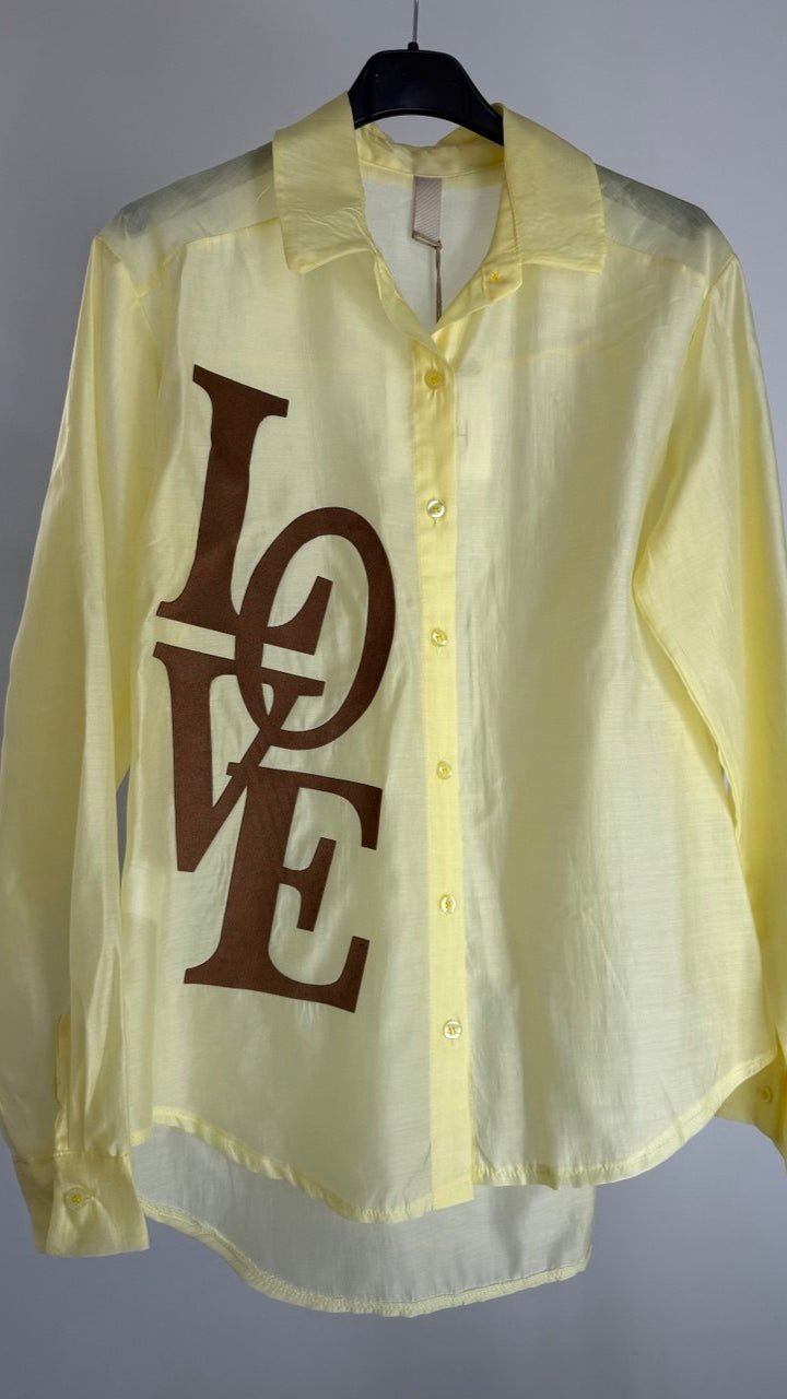 Camicia Gialla con Scritta LOVE - Nùa Boutique