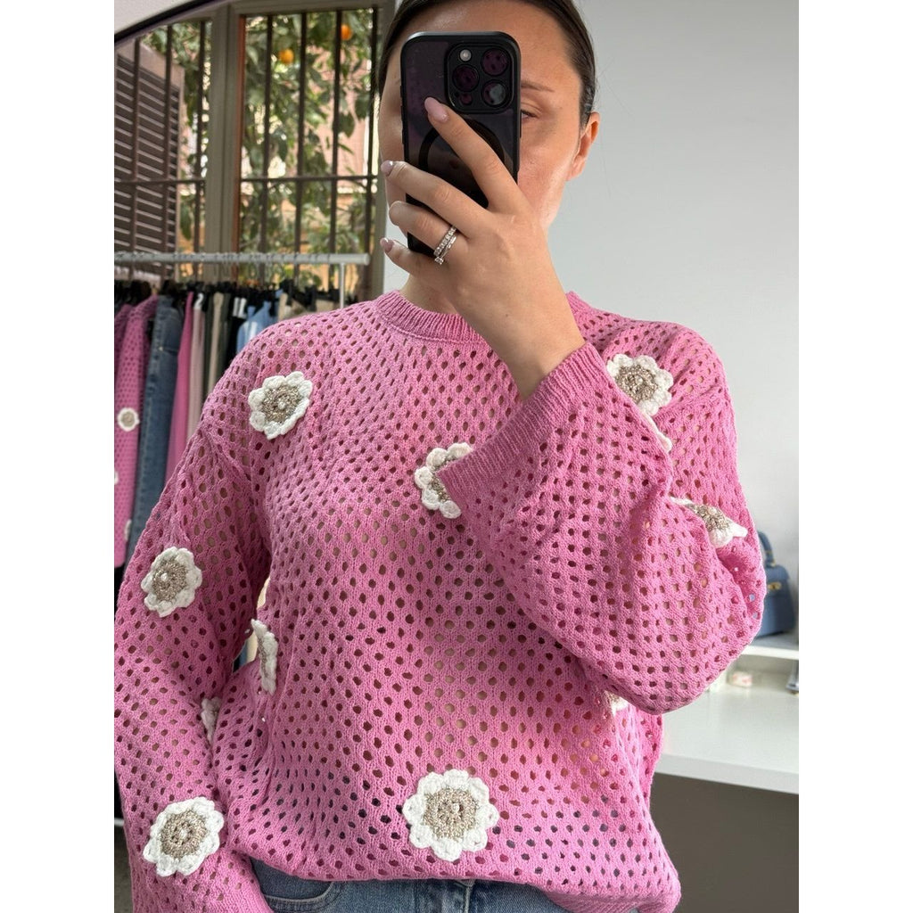 MAGLIA A RETE CON FIORI - Nùa Boutique