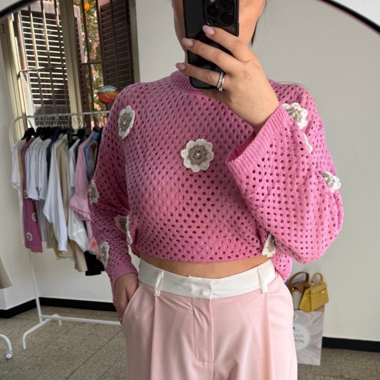 MAGLIA A RETE CON FIORI - Nùa Boutique