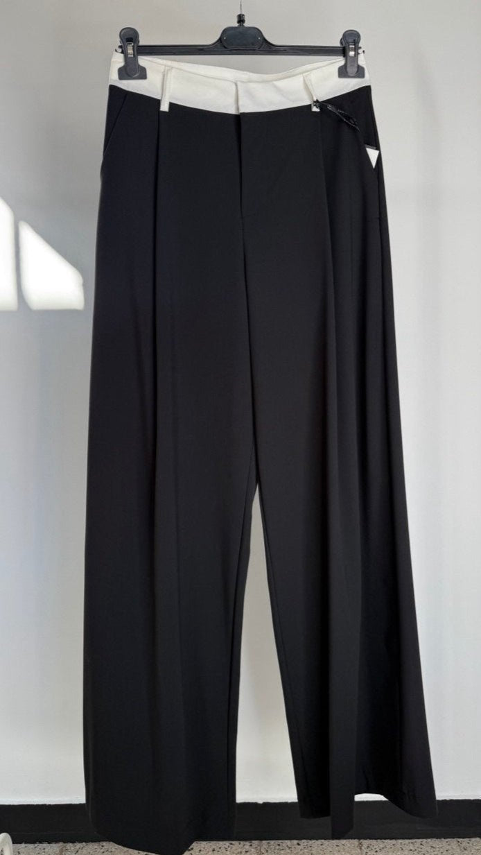 Pantalone Palazzo Nero "Lumina" con Dettaglio in Vita - Nùa Boutique