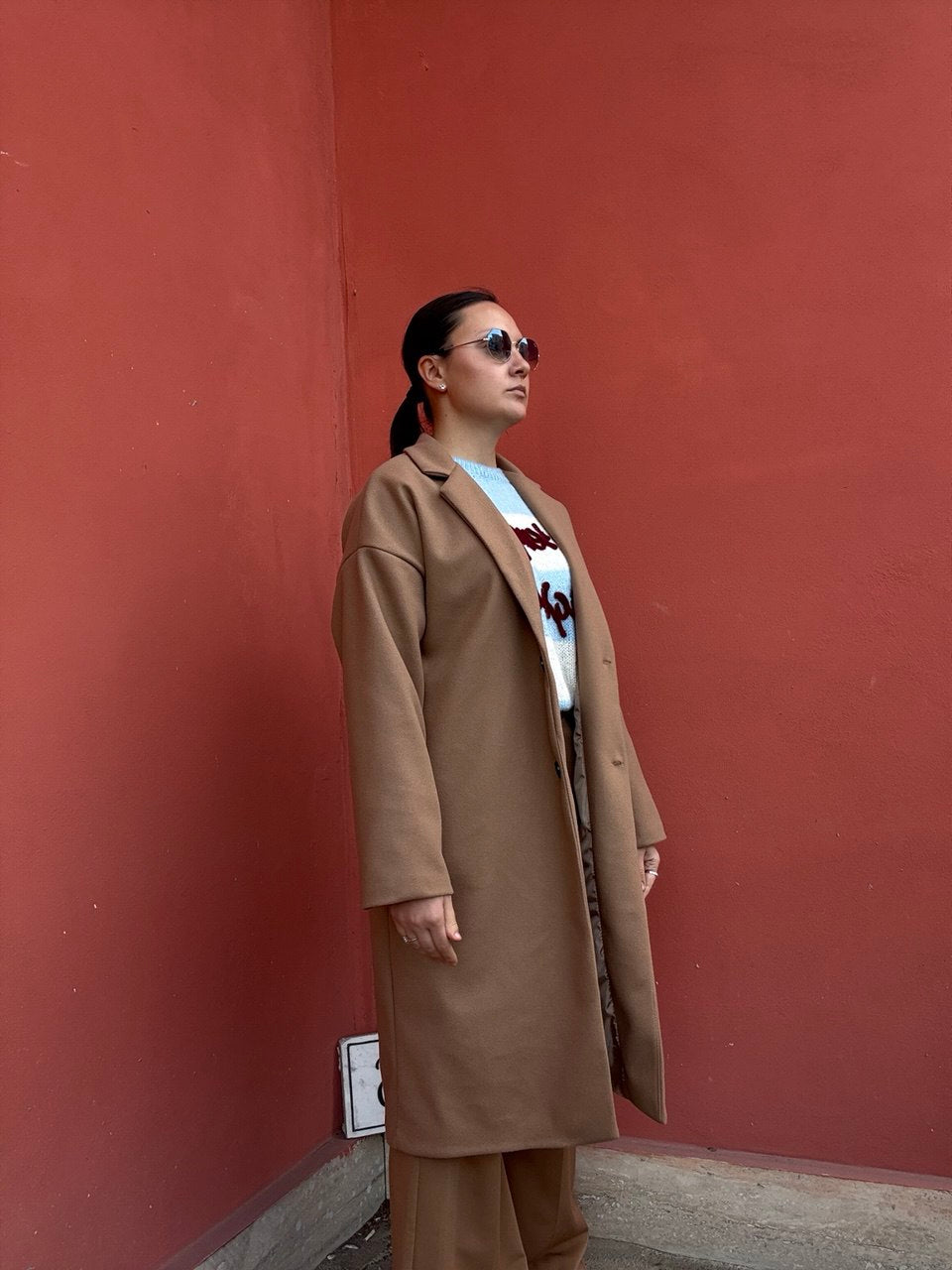 Cappotto Oversize Donna con Tasche - Taglia Unica - Bordeaux, Cammello, Blu