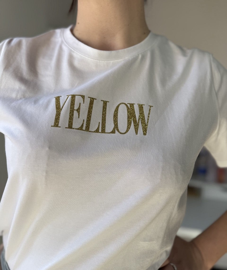 T-shirt Yellow Gin & Tonic – stampa gialla agrumata