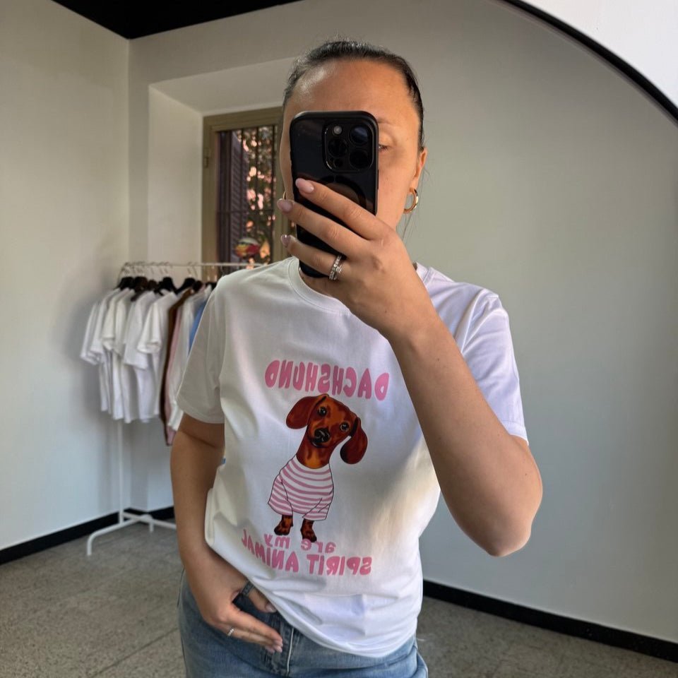 T-Shirt Bianca Bassotto - Nùa Boutique