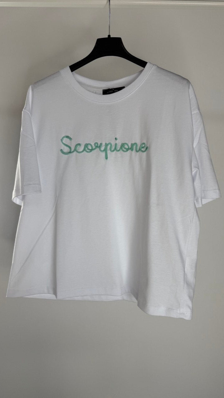 T-shirt Bianca "Scorpione" Ricamata Lumina - Nùa Boutique
