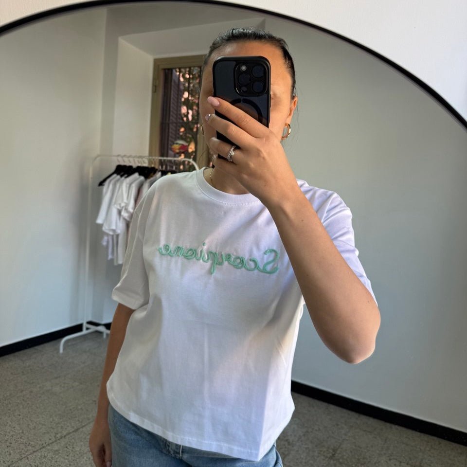 T-shirt Bianca "Scorpione" Ricamata Lumina - Nùa Boutique