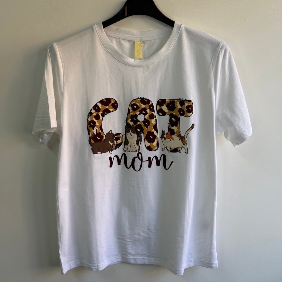 T-shirt Cat Mom – stampa leopardata e gatti - Nùa Boutique