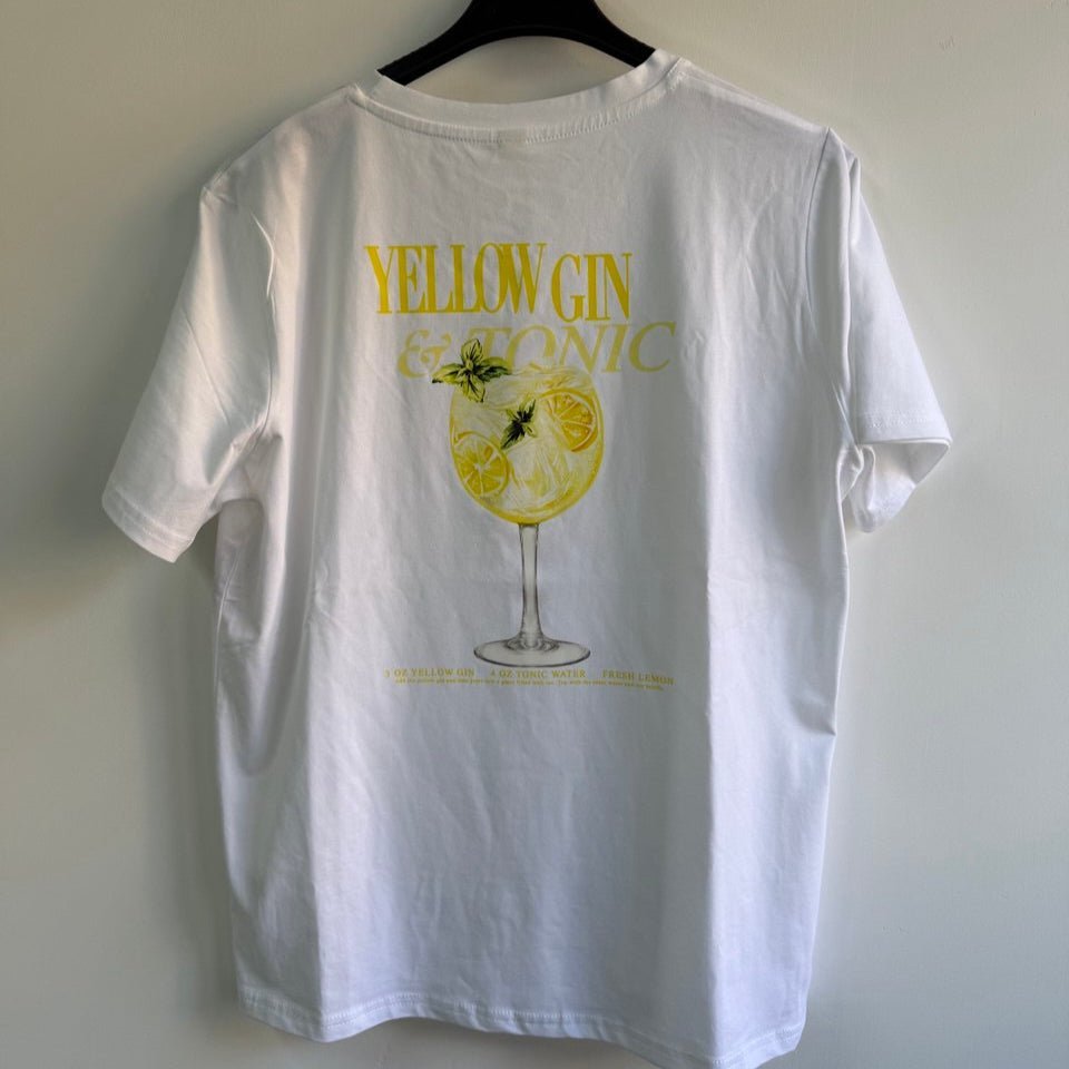 T-shirt Yellow Gin & Tonic – stampa gialla agrumata - Nùa Boutique