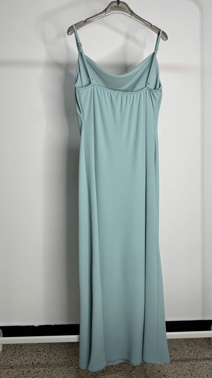 Vestito Lungo Verde Acqua con Fiore Applicato - Nùa Boutique